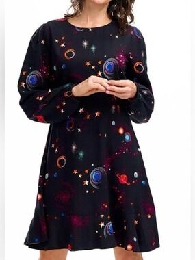 SUGARHILL BRIGHTON Juliette Dress Colourful Universe Black Size 8 Celestial